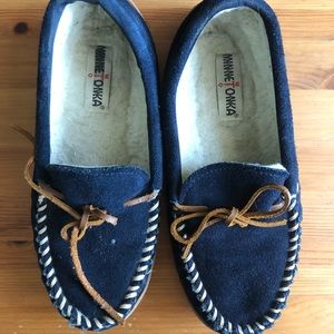 Minnetonka Navy Moccasins